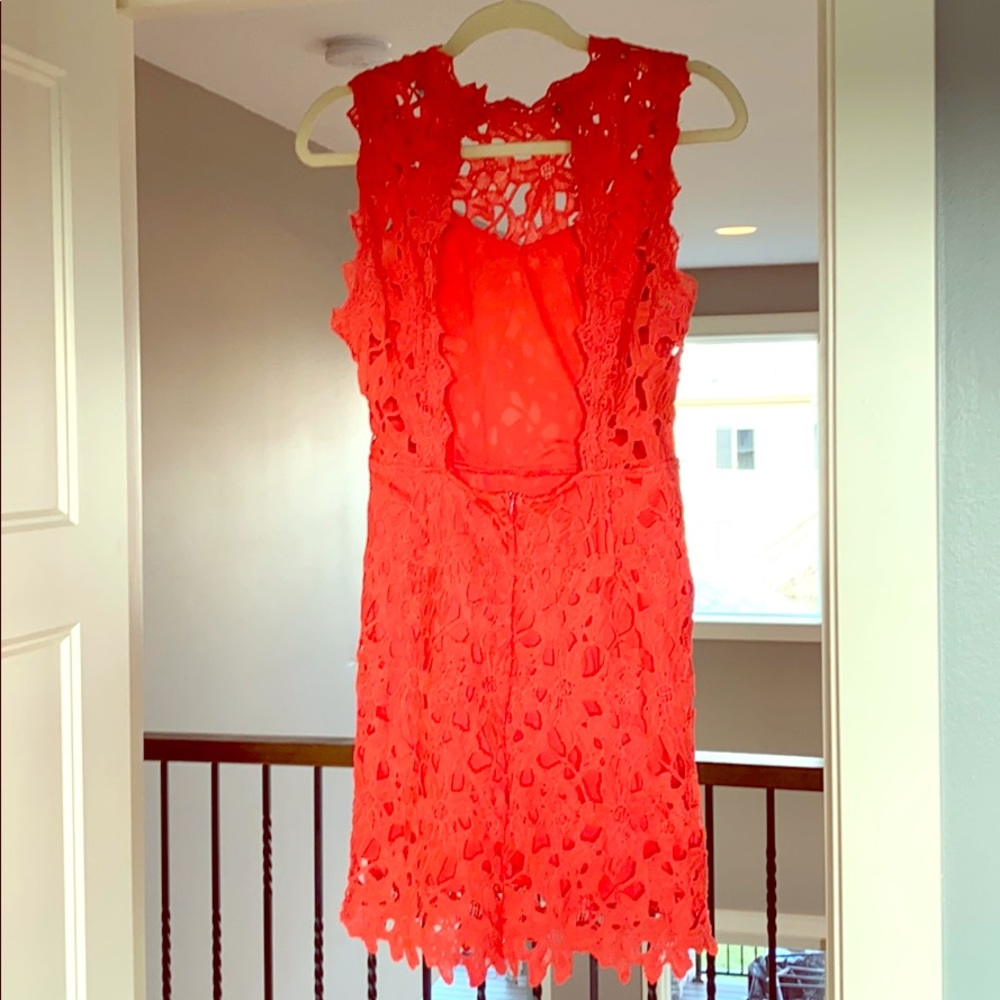 Coral Mint Open Back Sleeveless Lace Dress